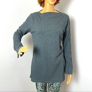 Bylyse Gray Tunic Sweater - Boat Neck, Long Sleeve - Small Petite